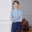 シャツ レディース シフォン 白 長袖 スタンドカラー オフィス 通勤 ビジネス 無地 ノーアイロン 形態安定 スリムフィット 薄手 きれいめ ブラウス 春夏秋