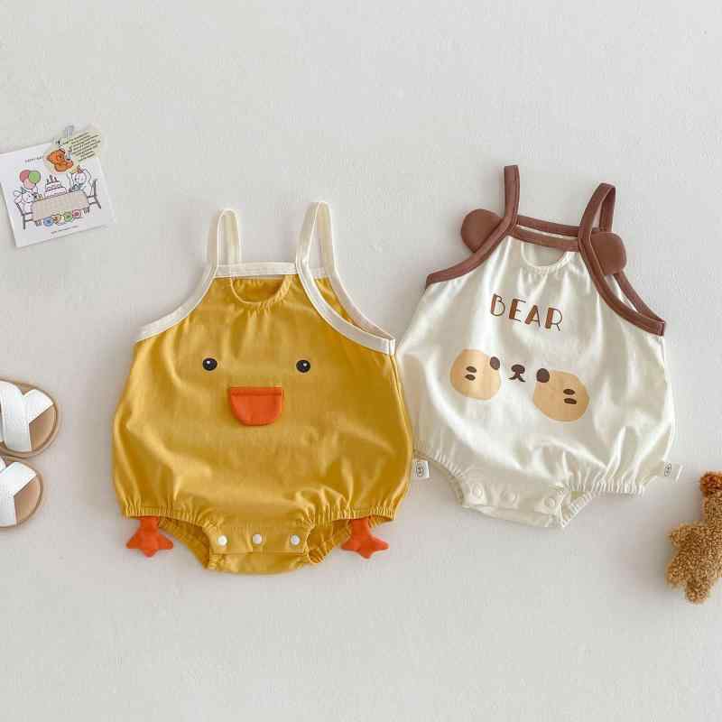 ・カテゴリ: ロンパース、カバーオール・スタイル: 韓国風・主な素材: 綿95%・袖丈: ノースリーブ・デザイン: 三角ロンパース・厚さ: 薄手・開閉部: プルオーバー・性別: ユニセックス・対象年齢: 新生児 (0～1歳、80cm以下)・適合身長: 66cm、73cm、80cm、90cm・カラー展開: ベージュ、イエロー・縫製: 目立つ部分処理済み・安全基準: Aクラス