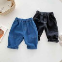 デニムパンツ ジーンズ キッズ 男の子 女の子 ベビー 男女兼用 無地 綿 韓国風 おしゃれ カジュアル ロング丈 長ズボン ゴムウエスト 春秋 ミドルウエスト ボトムス 普段使い お出かけ