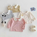 Tシャツ ベビー 女の子 ストライプ 長袖 綿 かわいい 韓国風 キャラクター 丸襟 トップス 春夏 子供服 カジュアル 普段使い 通園 肌に優しい やわらか素材 おしゃれ着