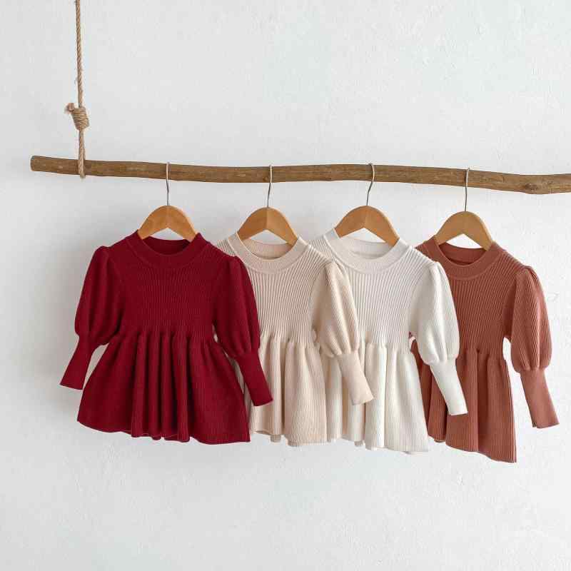 セーター 女の子 ベビー服 キッズ服 パフスリーブ 長袖 ニット プルオーバー トップス 丸首 おしゃれ かわいい 韓国風 秋 再生繊維 普段使い カジュアル