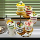 食品サンプル フェイクスイーツ 樹脂製 デザート模型 グラスデザート 本物そっくり リアル ふわふわ 柔らかい 美味しそう おしゃれ インテリア 雑貨 置物 ディスプレイ 撮影小道具(x2)