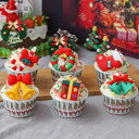 フェイクスイーツ クリスマス カップケーキ 置物 オーナメント デコレーション パーティーグッズ ギフト リアル フェイク ハンドメイド インテリア 雑貨 PV...