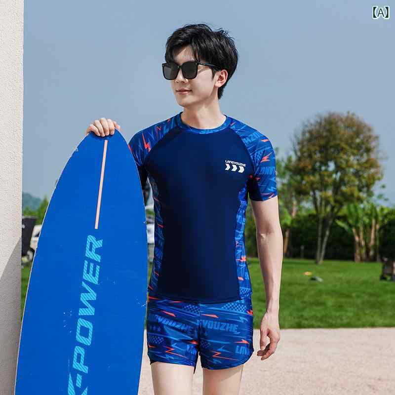 水着 メンズ セパレート スイムウェア 男性用 上下セット スイムパンツ ショート丈 大きいサイズ UVカット 日焼け対策 ビーチ プール 水泳 海水浴 春夏 ネイビー ブラック ナイロン ゆったり