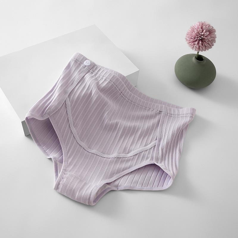 マタニティ ハイウエスト 三角ショーツ 大きいサイズ リブ編み 綿 通気性 透け防止 二重 腹部サポート ..