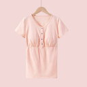 レディース Tシャツ マタニティ 授乳服 産後 春夏 コットン 丸首 前開き 半袖 ゆったり ルーズシルエット ミドル丈 チュニック 体型カバー 大きいサイズ 部屋着(x2)