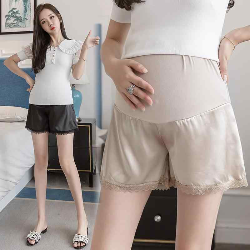 レディース マタニティ ショートパンツ 春夏 薄手 軽量 透け防止 ハイウエスト お腹サポート ウエスト調整 伸縮性 ゆったり ポリエステル インナー ペチコー...