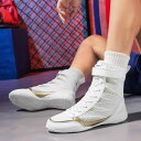 ボクシングシューズ メンズ レディース 男女兼用 レスリング 格闘技 散打 トレーニング ハイカット 超軽量 滑り止め 耐摩耗性 衝撃吸収 ホールド感 マジック...