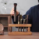 茶道具 六君子 収納スタンド ウォールナット 無垢材 天然木製 茶道用 中国茶器 功夫茶 卓上 ディスプレイラック アクセサリー 整理用品 和モダン 高級感