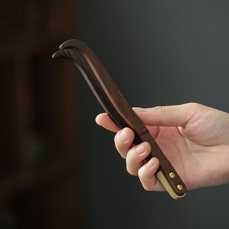 茶道用品 黒檀 桐木 無垢材 茶挟 茶葉トング 茶器クリップ ピンセット 中国風 上質 家庭用 来客用 茶道具 小物 ツール