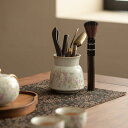 茶器 茶道六君子セット 軽やか 高級感 陶器 木製 汝窯風 ベージュ 紫藤花 茶道具 煎茶道具 泡茶用 茶挟 養壺筆 茶則 筆筒 収納
