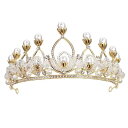 ヘッドドレス レディース バロック 豪華 ブライダル 花嫁 ビッグクラウン 王冠 ティアラ パール パール プリンセス ヘアアクセサリー 髪飾り 結婚式 披露宴 二次会 誕生日 パーティー フォトウェディング 前撮り 合金製 電気メッキ加工 ゴールド