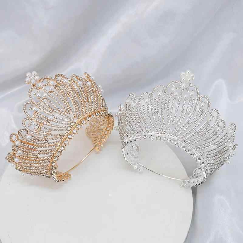 ヘアアクセサリー キッズ 女の子 子供用 ガールズ ティアラ クラウン 王冠 お姫様 クリスタル ラインストーン パール ゴールド シルバー ラウンド 発表会 イベント ステージ 誕生日 記念撮影 髪飾り