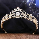 ヘッドドレス レディース ブライダル 結婚式 ウェディング 王冠 クラウン ティアラ ラインストーン クリスタル 煌めく ローズゴールド シルバー 合金製 ヘアアクセサリー 髪飾り パーティー 発表会