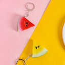 キーホルダー PVC スイカ 食玩風 ミニチュア フルーツ 模型 リアル かわいい ユニーク 赤色 黄色 バッグチャーム ギフト プレゼント(x5)