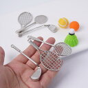 キーホルダー ミニチュア メタル製 テニスラケット バドミントンラケット 卓球ラケット ゴルフクラブ ミニ スポーツ バッグチャーム コレクション 模型 アクセ...