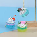 キーホルダー 食品サンプル アイスクリームパフェ サンデー フェイクスイーツ ミニチュアデザート かわいい バッグチャーム ストラップ グリーン ブルー ピンク