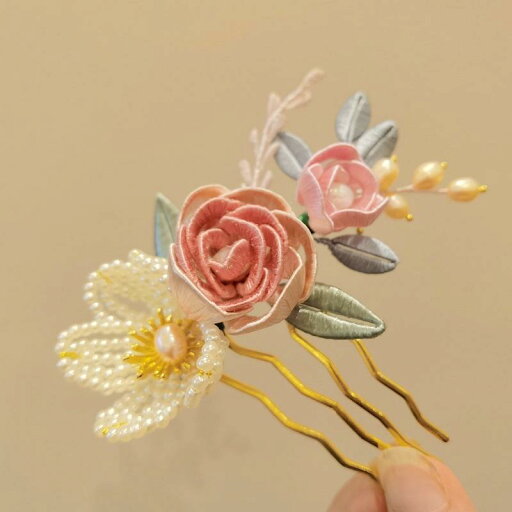 髪飾り レディース 漢服スタイル 古風 かんざし ヘアコーム 花飾り カイドウ 組み紐 花嫁 ウェディング 結婚式 成人式 卒業式 イベント パーティー 布地 ピンク マルチカラー エレガント 華やか(x5) 髪飾り レディース 漢服スタイル 古風 かんざし ヘアコーム 花飾り カイドウ 組み紐 花嫁 ウェディング 結婚式 成人式 卒業式 イベント パーティー 布地 ピンク マルチカラー エレガント 華やか(x5)