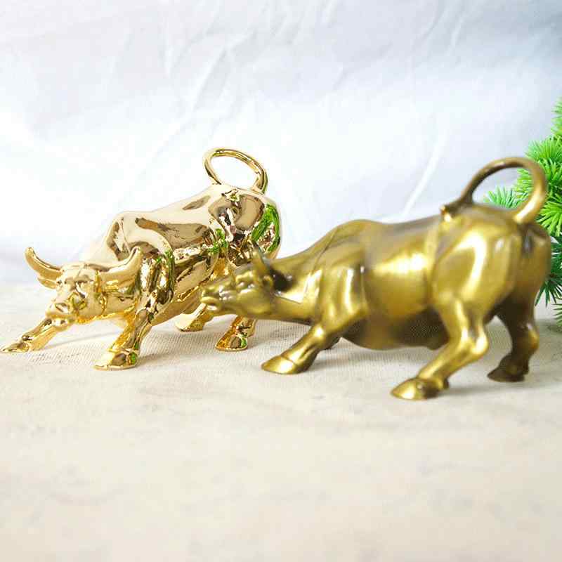 置物 ウォール街の雄牛 モデル 金属製 合金製 ゴールド 高級感 デスクトップ オブジェ 証券会社 従業員向け 投資家 成功祈願 縁起物 ビジネスギフト 記念品(3)
