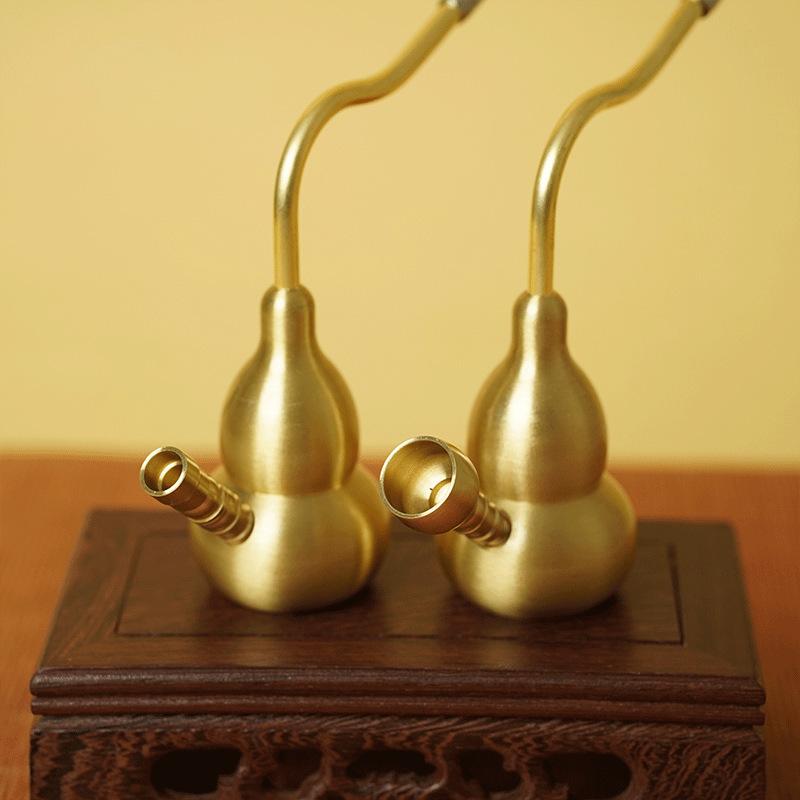 水パイプ 男性用 真鍮製 瓢箪型 2WAY 水フィルター機能 高級感 喫煙具 インテリア 卓上オブジェ コレク..