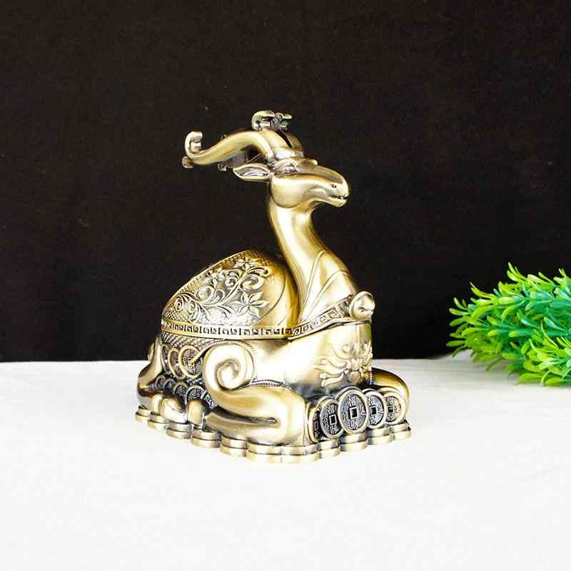 灰皿 レトロ 神鹿 金属製 オブジェ インテリア 高級感 おしゃれ ラッキーアイテム リビング オフィス ..