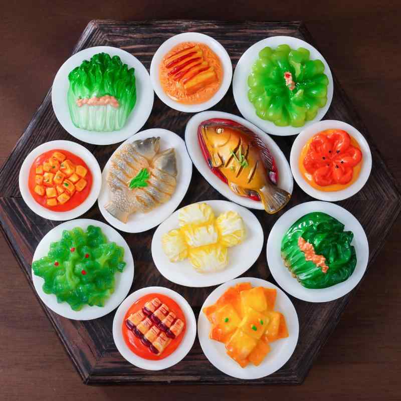 食品サンプル ミニチュア フェイクフード 家庭料理 中華 炒め物 皿 プレート DIY ハンドメイド パーツ ..