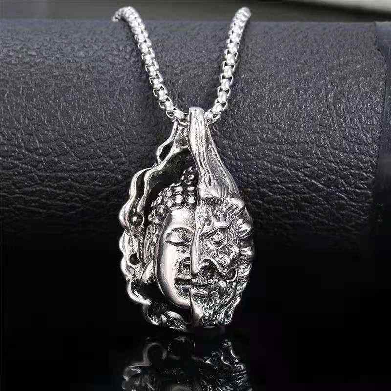 ネックレス メンズ レディース ストリートファッション 仏頭モチーフ 一念仏一念魔 個性的デザイン ペ..