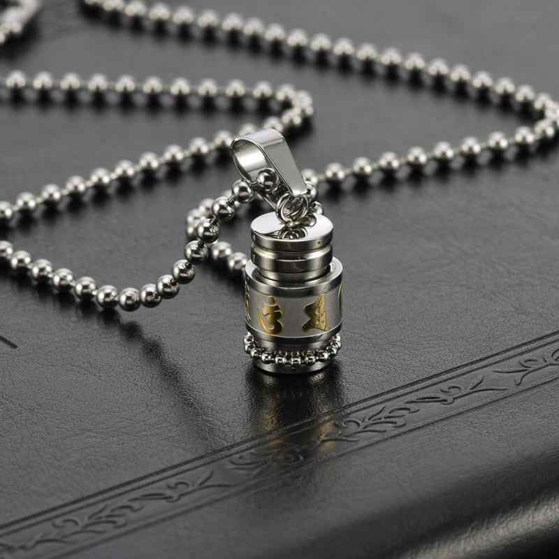 ネックレス メンズ チタン鋼 六字真言 楞厳咒 開閉式 円筒型 経文 お守り ファッション アクセサリー ..