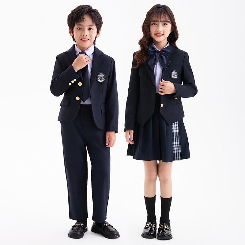 制服 キッズ 男女兼用 小学生 園児 JK制服 スーツ セットアップ ブレザー ベスト シャツ チェック柄スカート パンツ ブリティッシュスタイル フォーマル 入学式 卒業式 発表会 通年