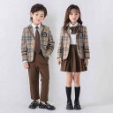 制服 小学生 幼稚園 キッズ 男の子 女の子 チェック柄 ブレザー シングルボタン セットアップ パンツ シャツ ニットベスト フォーマル 入学式 卒業式 通学 柔らかな着心地 綿混 ポリエステル 秋冬
