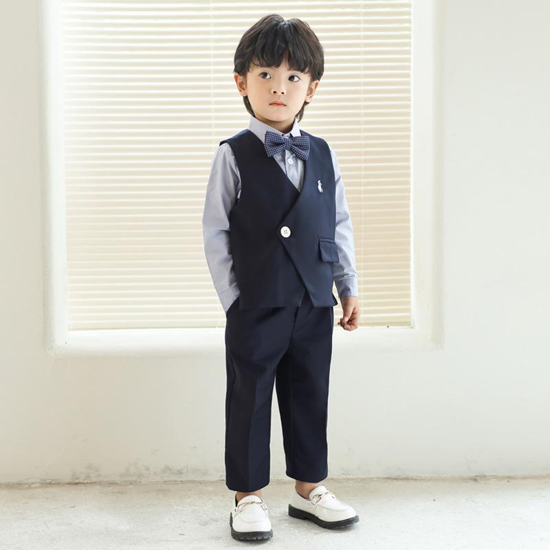 キッズ 男の子 ベビー フォーマルスーツ セットアップ ベスト付き 結婚式 発表会 入学式 卒業式 誕生日 演奏会 セレモニー ソフトな肌触り ダブルボタン 長...