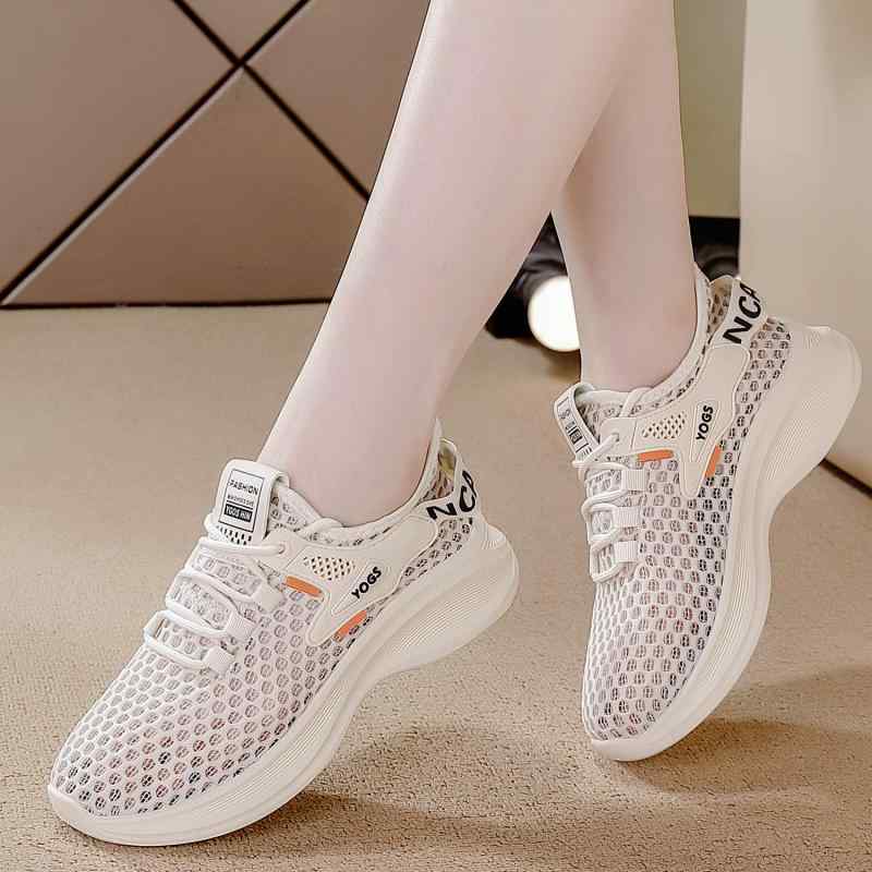 スニーカー 男女兼用 ローカット メッシュアッパー 軽量 通気性 ソフトソール 厚底 ラウンドトゥ 配色切り替え カジュアル ランニングシューズ ベージュ ホワイト ブラック