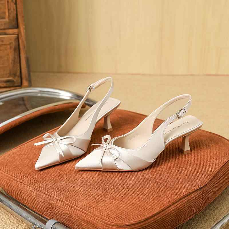 ミュール レディース ポインテッドトゥ ハイヒール スティレットヒール サテン エレガント フェミニン 個性的 フォーマル パーティー 結婚式 デイリーユース