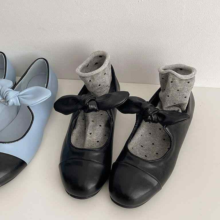 マリージェーンシューズ レディース フラット リボン 浅履き ラウンドトゥ 柔らかい 快適 合成皮革 上品な デイリーユース 通勤 バレエシューズ 春夏 ブラック ホワイト