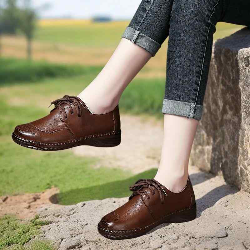 靴 レディース 女性用 牛革 本革 ソフトレザー ソフトソール コンフォートシューズ ラウンドトゥ ローヒール 普段使い 快適 疲れない 軽量 春夏