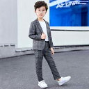 キッズ 男の子 スーツ セットアップ スリーピース カジュアル フォーマル チェック柄 シングルボタン ジャケット ベスト パンツスタイル 発表会 ピアノ 卒業...