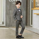 スーツ 男の子 男児 韓国風 フォーマルウェア チェック柄 グレンチェック ジャケット パンツ ベスト スリーピース セットアップ 結婚式 発表会 演奏会 入学...