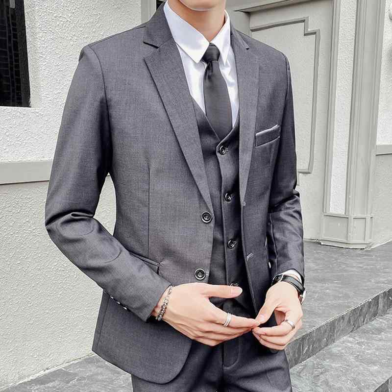 スーツ メンズ 男性用 ビジネス スリーピース セットアップ フォーマル 春秋 スリムフィット 2つボタン 通勤 オフィス 結婚式 レーヨン混紡 ブラック グレー ネイビー