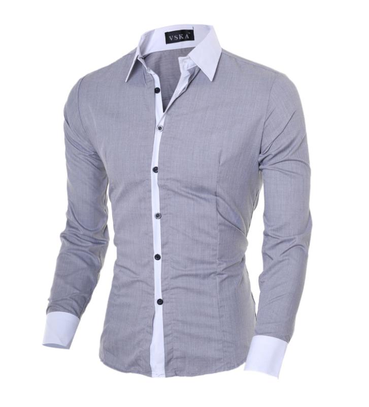 Casual Shirts - シャツ メンズ 長袖 スリムフィット カジュアル レギュラーカラー 配色切り替え 前立てデザイン 綿 コットン 韓国ファッション 春秋 デイリーユース