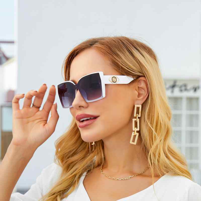 サングラス レディース 大きめフレーム スクエア UV400カット 日差し対策 ポリカーボネート 欧米風 ドライブ レジャー 普段使い ファッション アイウェア グレー ブラウン ブラック(4)