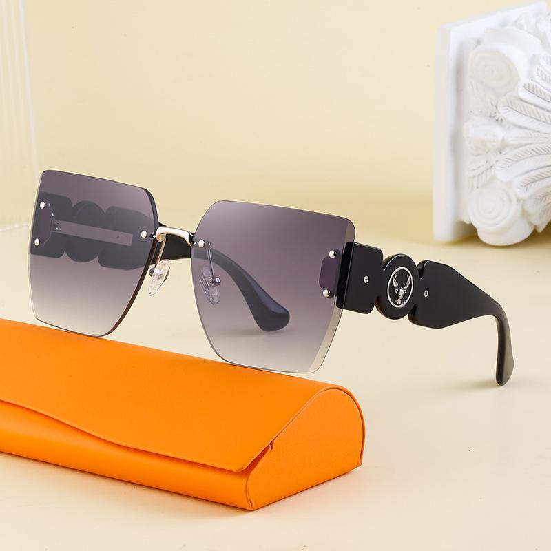 サングラス レディース 欧米風 ファッション スクエア型 リムレス カットエッジ UVカット 紫外線対策 PCレンズ プラスチック メタルアーム 日よけ ドライブ 旅行 普段使い 高級感