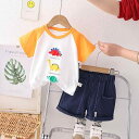 ベビー服 男の子 男児 春夏 カジュアル おしゃれ かっこいい コットン 半袖 Tシャツ 半ズボン 短パン キャラクター柄 2点セット セットアップ 上下セット