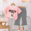 セットアップ 女の子 ベビー ガールズ 半袖 ショートパンツ ストライプ ボーダー うさぎ柄 コットン 綿 夏 カジュアル ルームウェア 普段使い お出かけ服 かわいい おしゃれ 韓国風 1歳 2歳 3歳 80 90 100cm