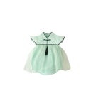 ロンパース ベビー 女の子 漢服風 タッセル ワンピース風 カバーオール 春夏 綿素材 半袖 薄手 グリーン 肌に優しい お出かけ イベント用(x2)