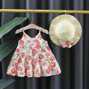 ワンピース ベビー 女の子 夏物 プリンセスドレス ノースリーブ 韓国風 花柄 コットン 80cm 90cm 100cm