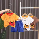 キッズ 男の子 ベビー 1歳 2歳 3歳 サマー おしゃれ かっこいい 韓国風 セットアップ 半袖 ショートパンツ 綿 上下セット 猫柄 キャラクター 普段使い カジュアル(4)