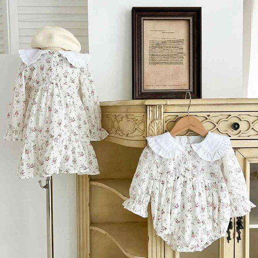 ワンピース 女の子 ベビー ロンパース 花柄 プリンセスドレス 春秋 綿100% コットン 長袖 Aライン カバーオール 乳幼児 新生児 子供服 お揃い リンクコーデ 普段使い やわらか ワンピース 女の子 ベビー ロンパース 花柄 プリンセスドレス 春秋 綿100% コットン 長袖 Aライン カバーオール 乳幼児 新生児 子供服 お揃い リンクコーデ 普段使い やわらか