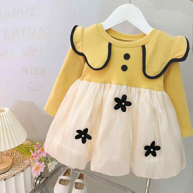 ワンピース ベビー 女の子 春秋 綿 コットン ノースリーブ プリンセスドレス Aライン おしゃれ 上品 トレンド お出かけ 普段使い 無地