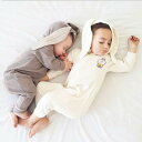 ロンパース ベビー キッズ 男女兼用 長袖 かわいい うさぎ ストライプ柄 フード付き 前開き ジップアップ 綿100% カジュアル 普段使い 春秋