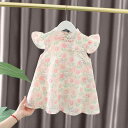ワンピース 女の子 ベビー キッズ うさぎ チャイナドレス 夏服 コットン フリル袖 ノースリーブ かわいい キャラクター プリンセスライン Aライン 韓国風 お出かけ着 普段使い